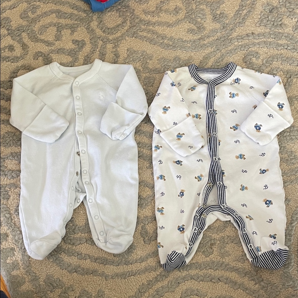 Baby Boys' Ralph Lauren Newborn Footed One-Piece Sleepers - Pack of 2